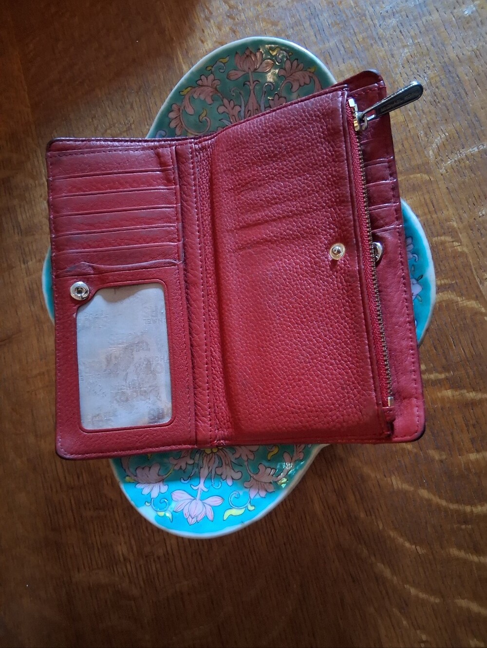 Michael Kors Red Leather Wallet Gold Hardware